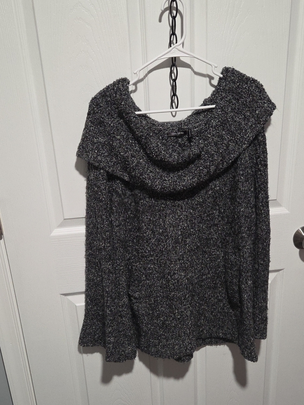 Daisy Fuentes Charcoal Off-Shoulder Cowl Sweater